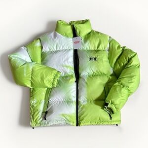 FELT For Every Living Thing M.E.G Down Ouffer Jacket Slime Lime Green M NWT